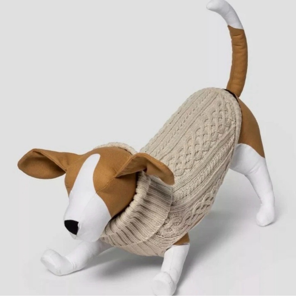 Cozy Knit Dog Sweater - Cream/Beige Dog Sweater size medium (up to 40lbs)